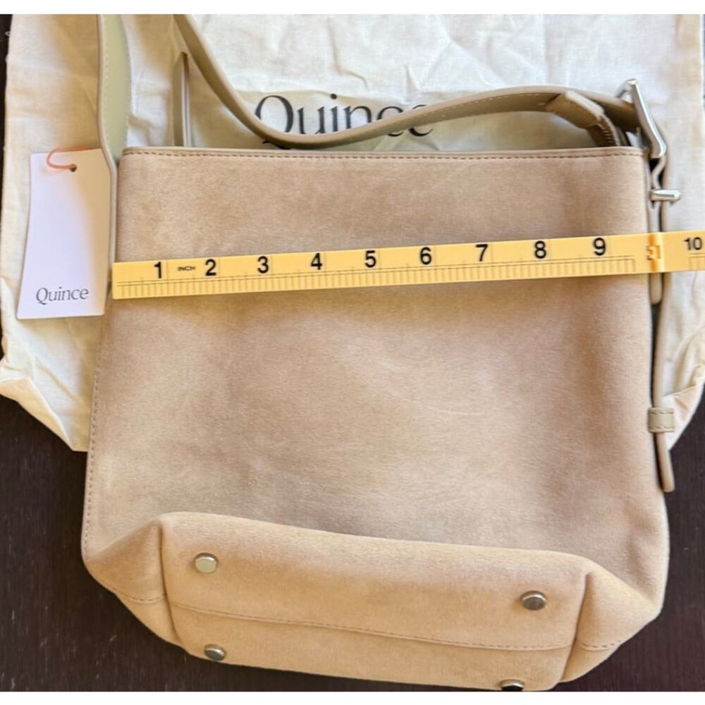 Quince Claire Italian Suede Bucket Crossbody Bag Sand Tan NWT - Picture 9 of 11
